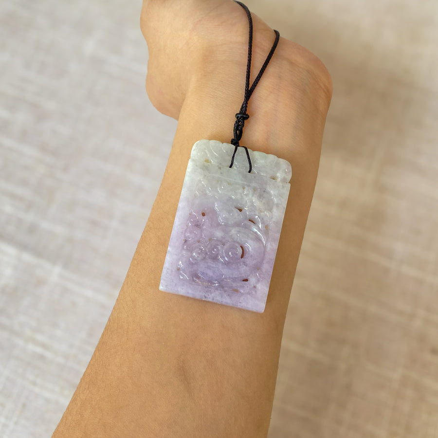 Gransky Genuine Hand Carved Purple Jade Dragon Pendant