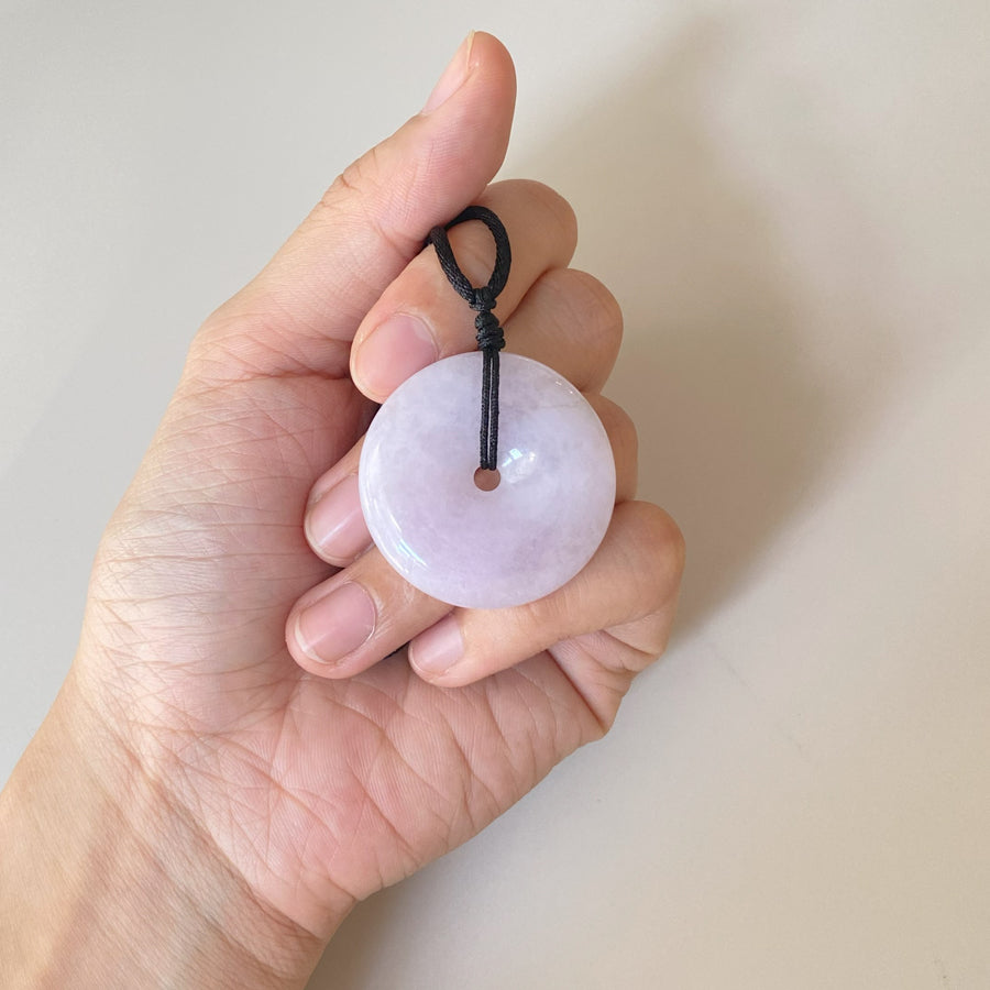 Gransky Natural Purple Jade Handcrafted Disc Pendant Necklace