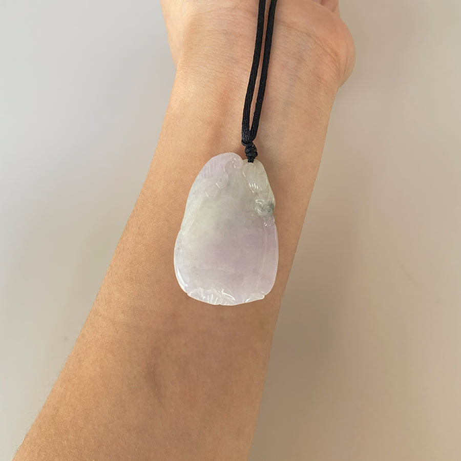 Gransky Dainty Hand Carved Jadeite Purple Jade Melon Pendant