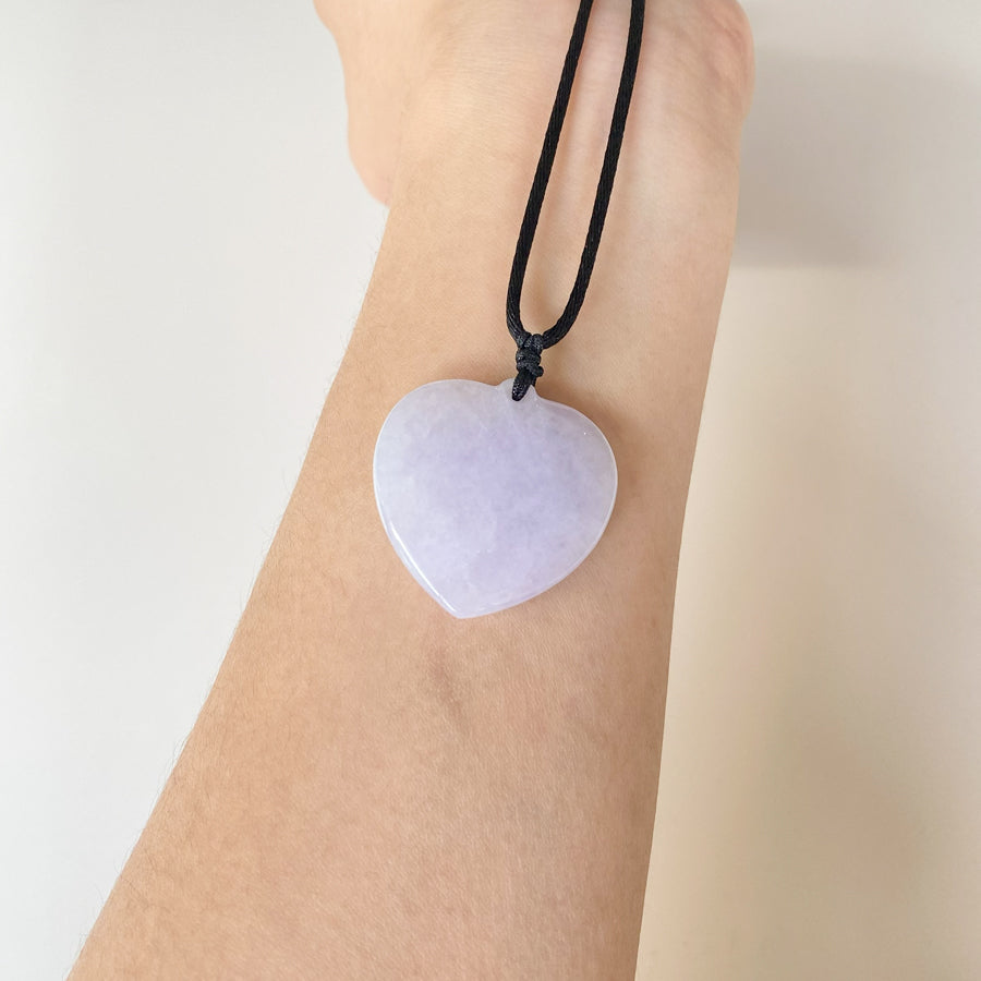 Dainty Heart Shape Purple Jade Pendant Necklace