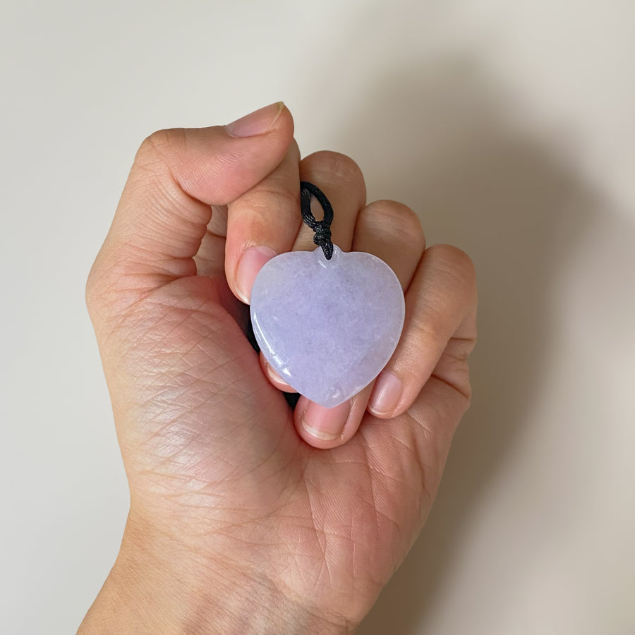 Dainty Heart Shape Purple Jade Pendant Necklace