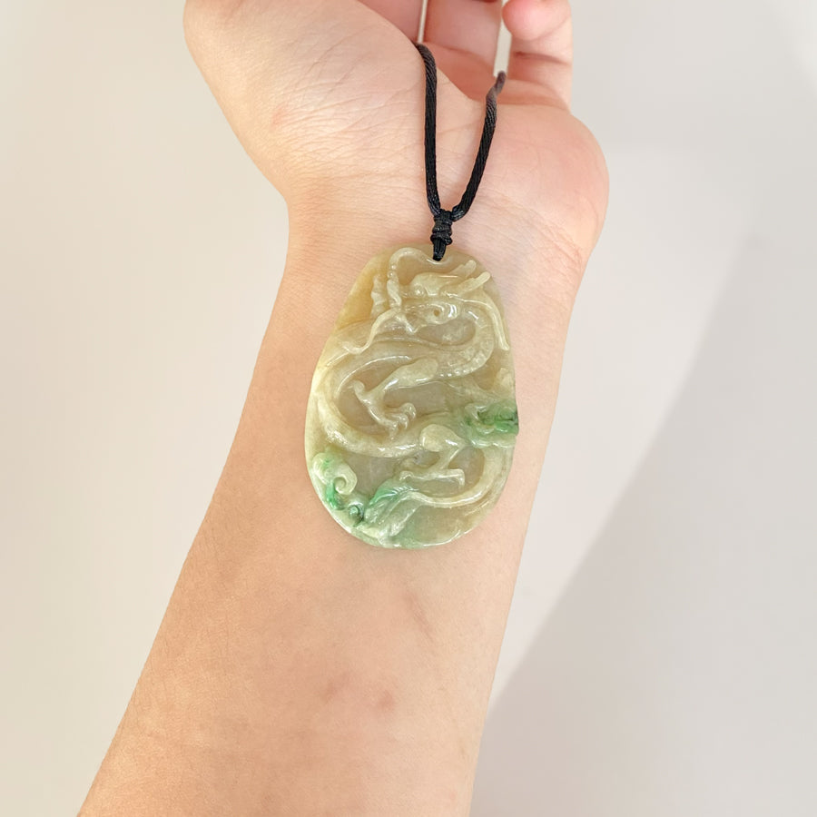 Handcrafted Dragon Jade Pendant Natural Untreated Burmese Jade