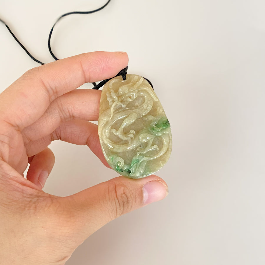 Handcrafted Dragon Jade Pendant Natural Untreated Burmese Jade
