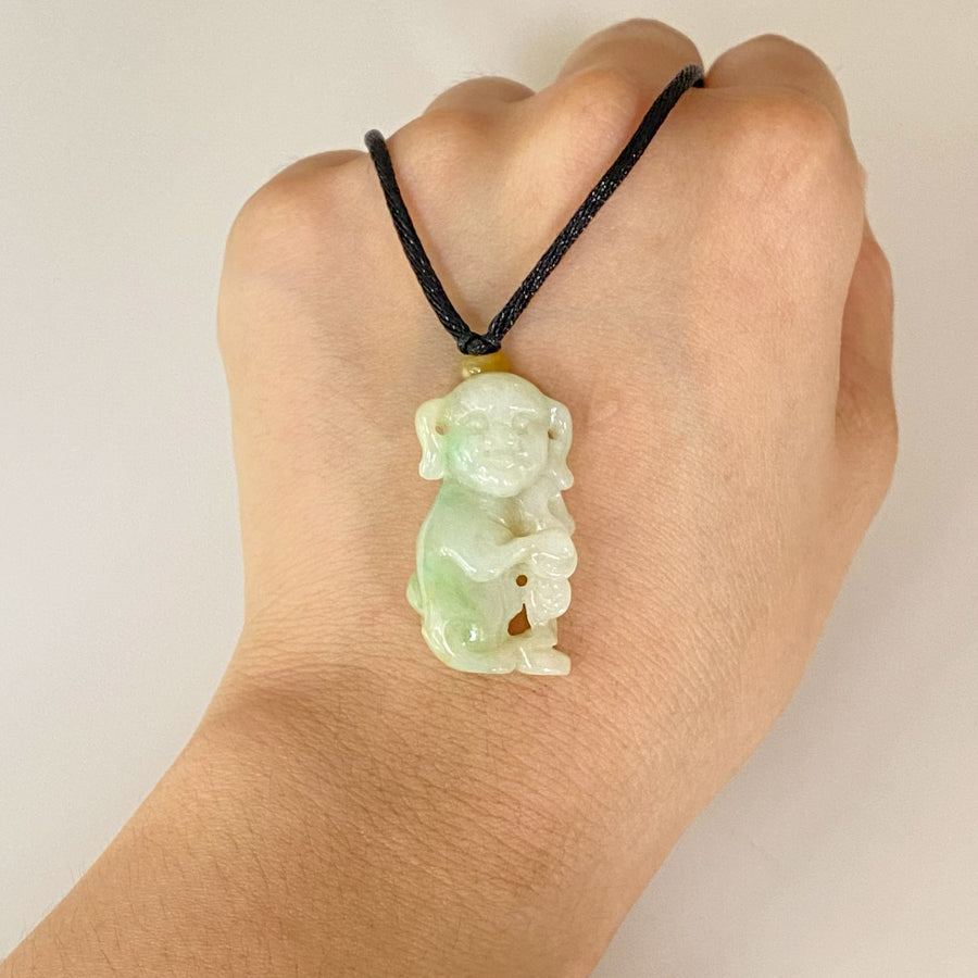 Gradient Green and Orange Jade Human-Like Standing Pig Pendant