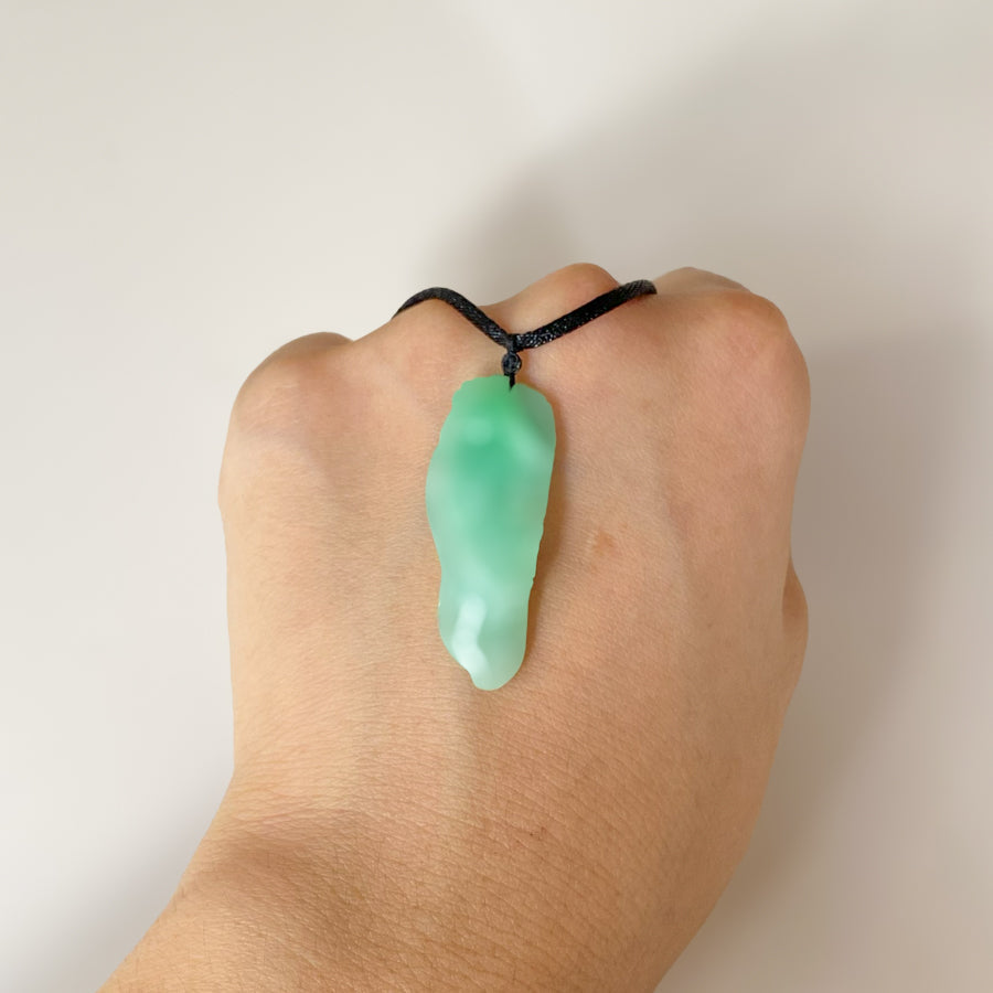 Apple Green Carved Pepper Ruyi Jade Pendant - Type A Burmese Jadeite