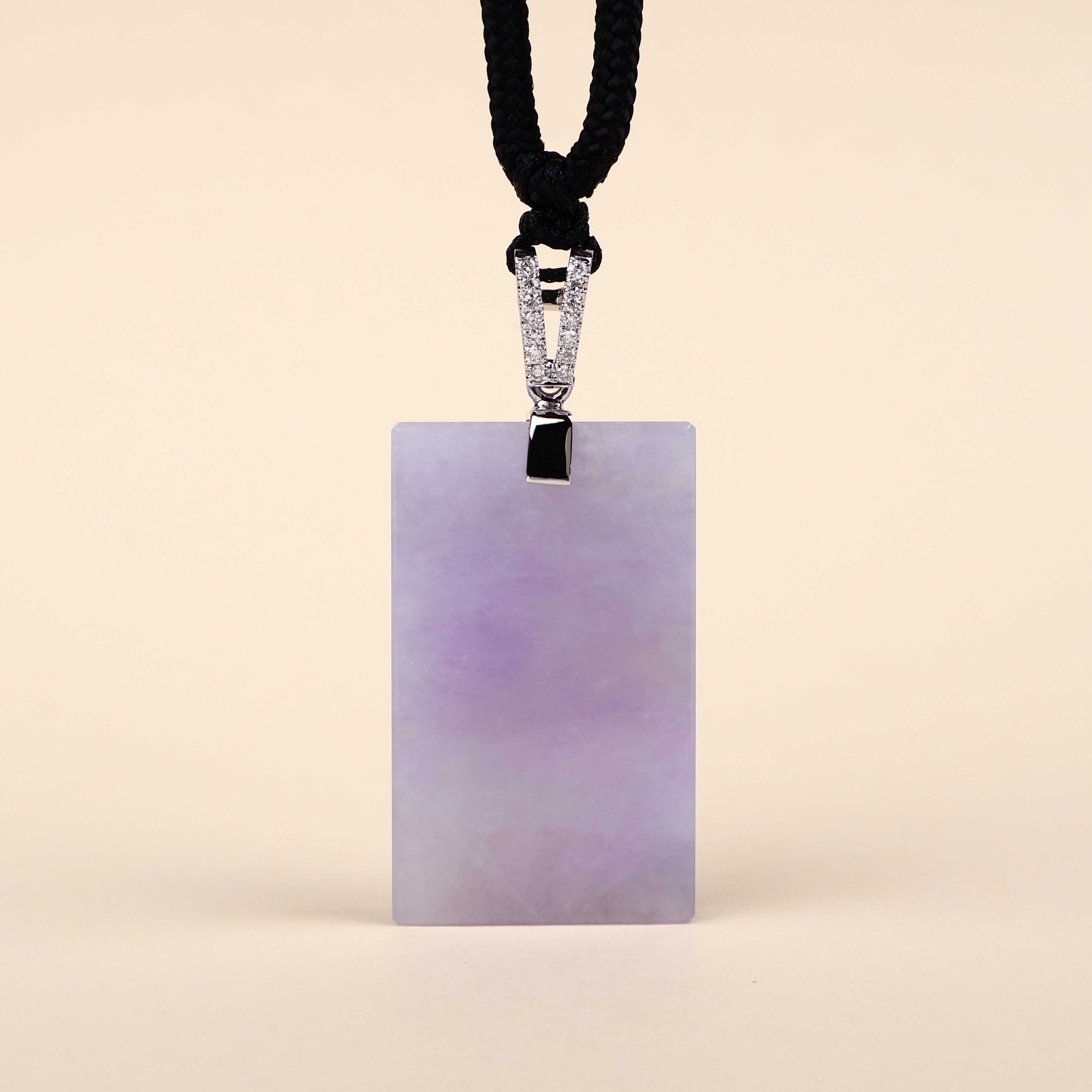 Certified Rectangle Block Purple Jade Pendant