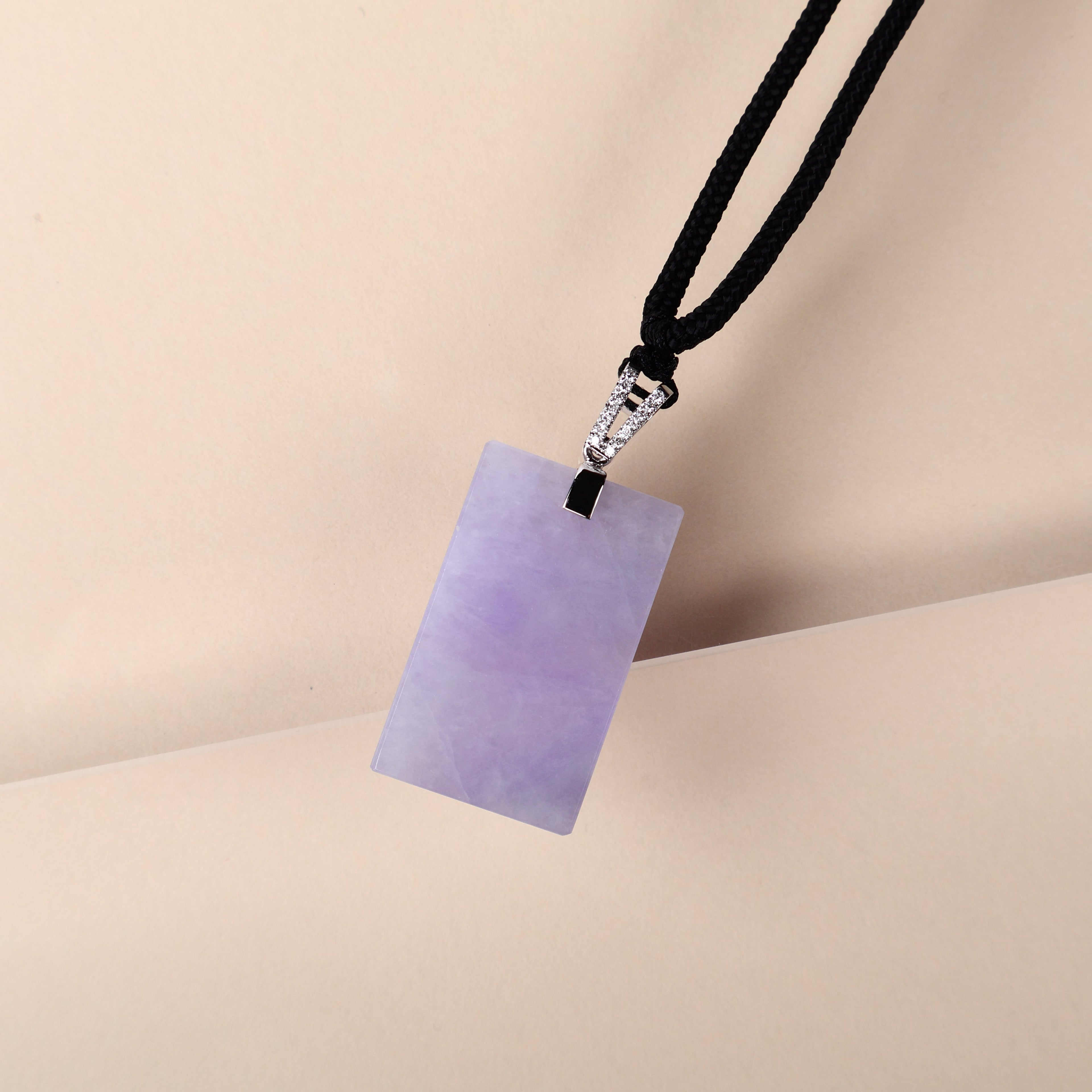 Certified Rectangle Block Purple Jade Pendant