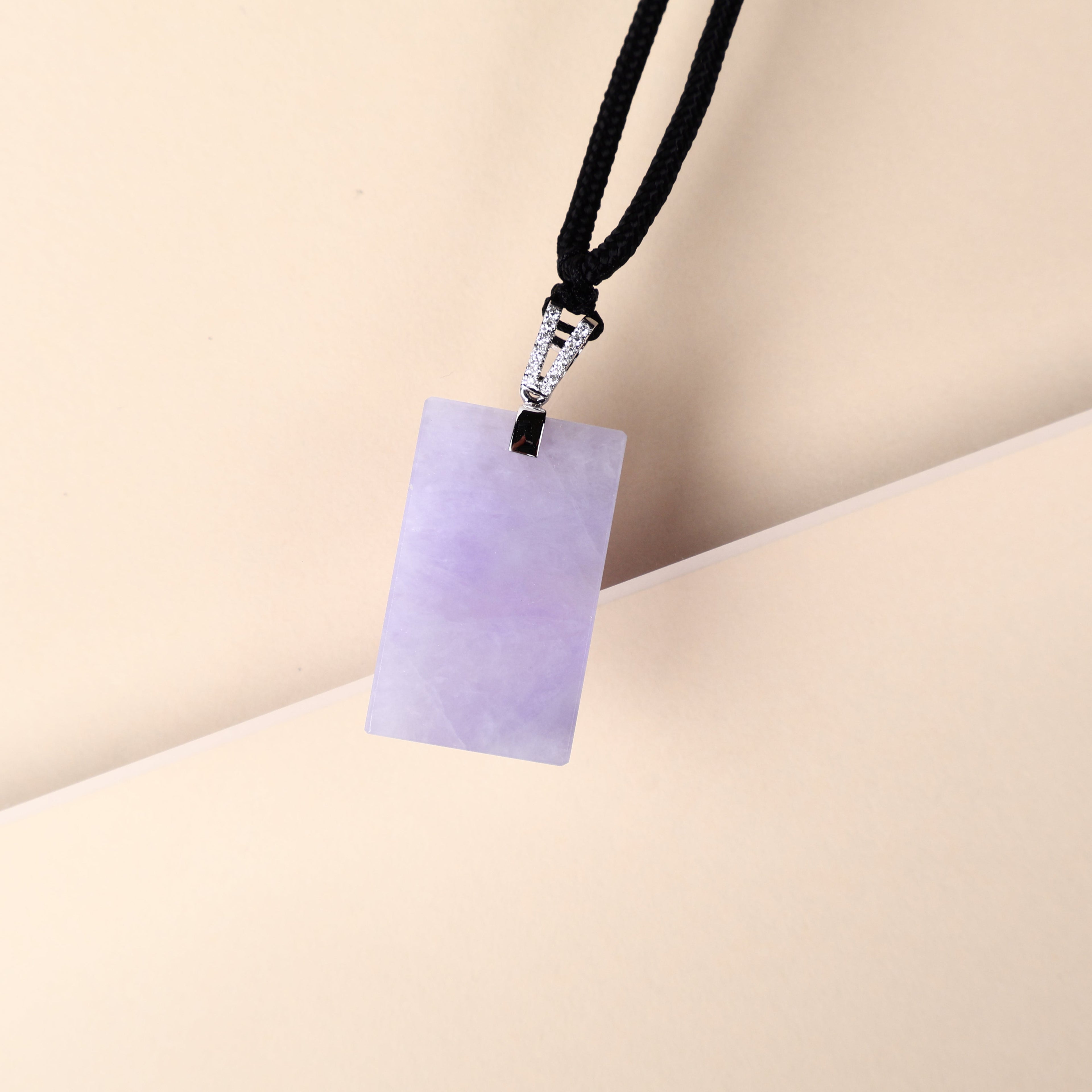 Certified Rectangle Block Purple Jade Pendant