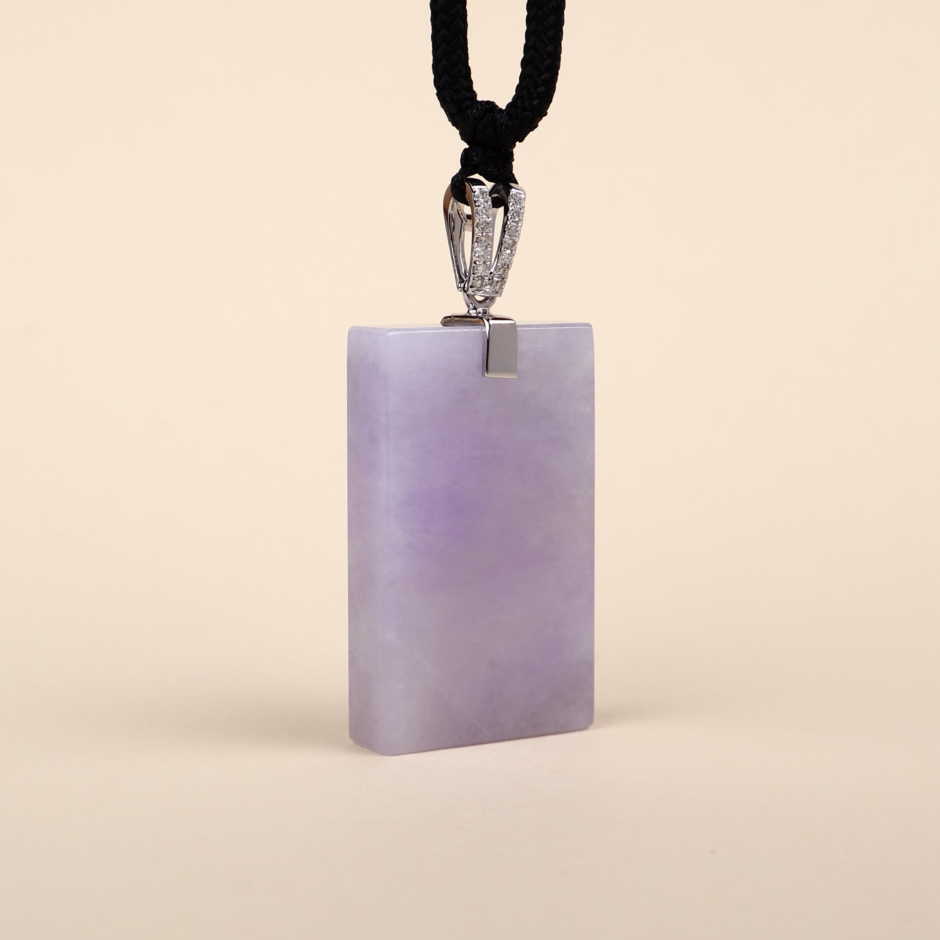 Certified Rectangle Block Purple Jade Pendant