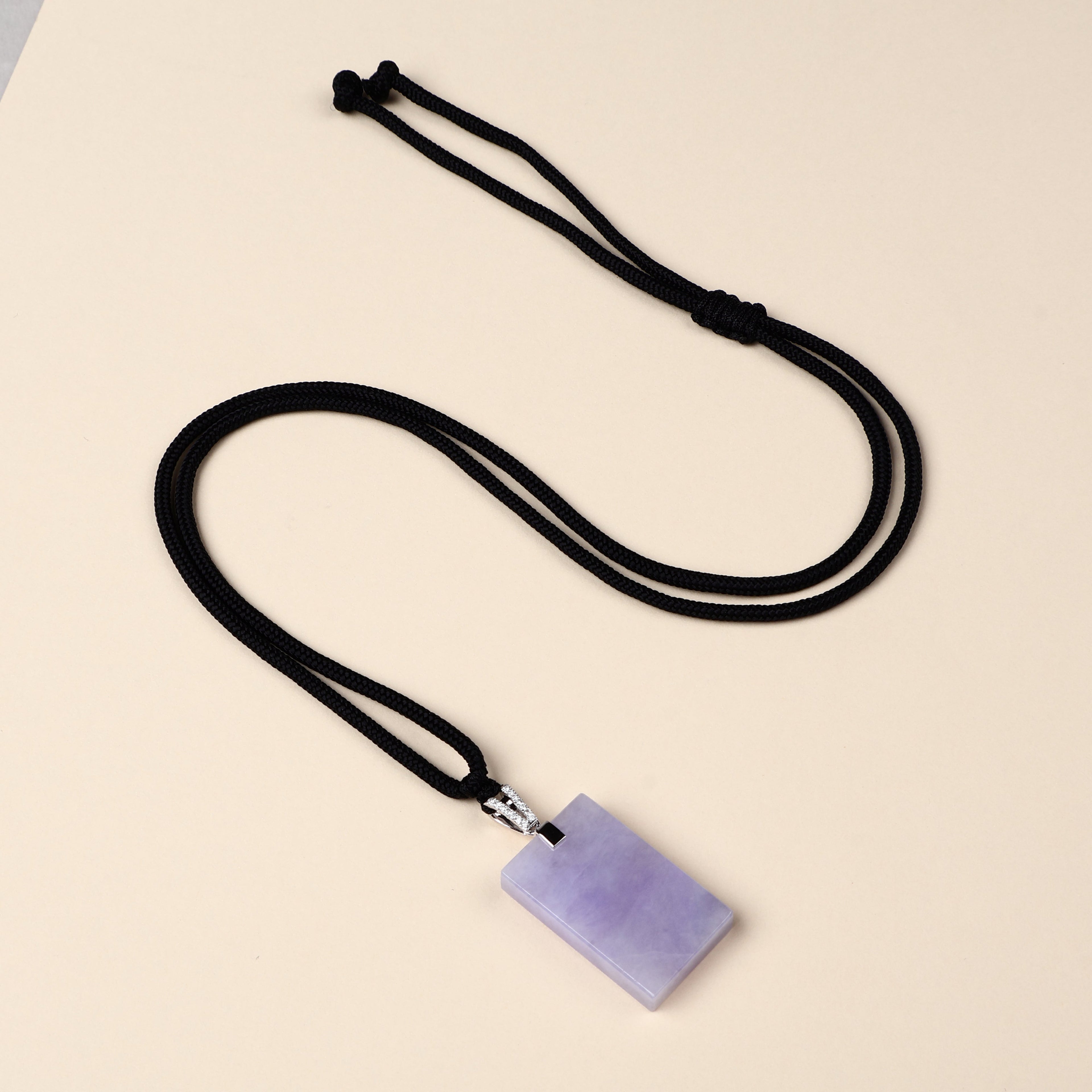 Certified Rectangle Block Purple Jade Pendant