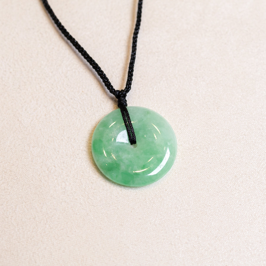 Gransky Natural Bright Green Jade Disc Pendant
