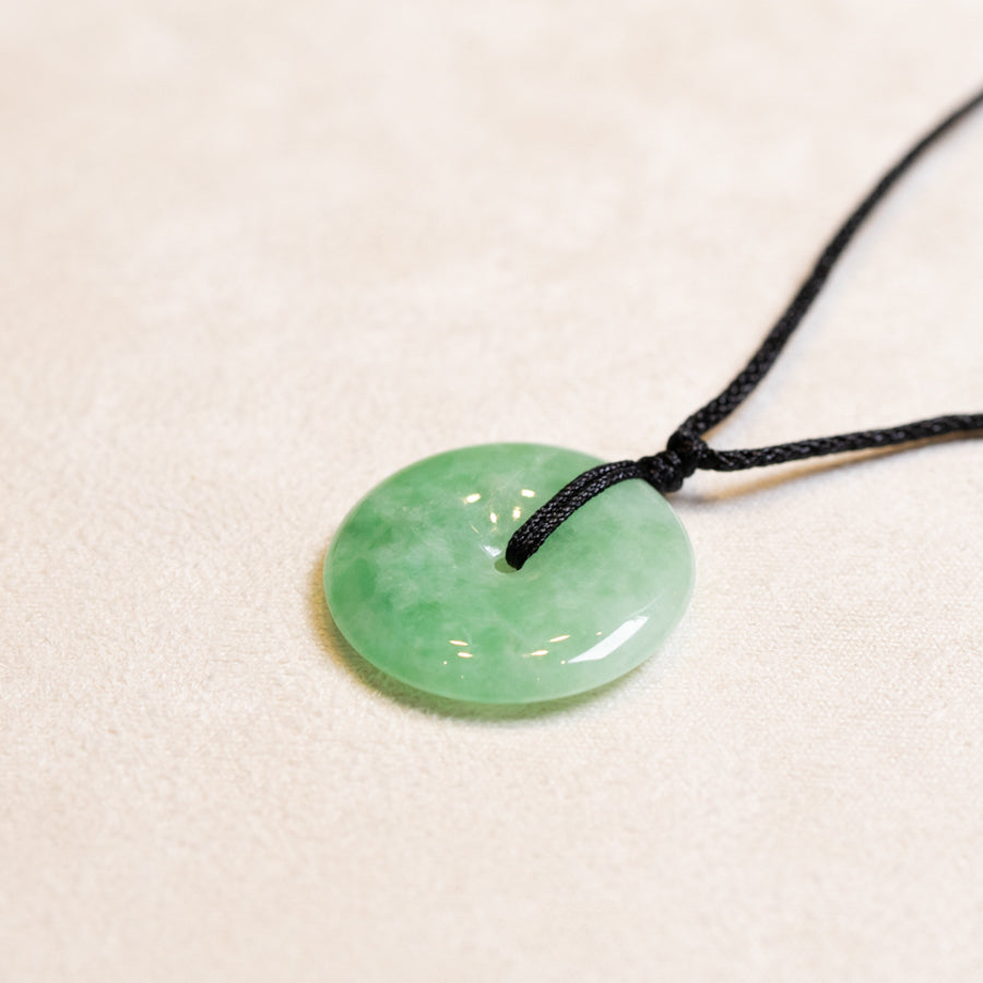 Gransky Natural Bright Green Jade Disc Pendant