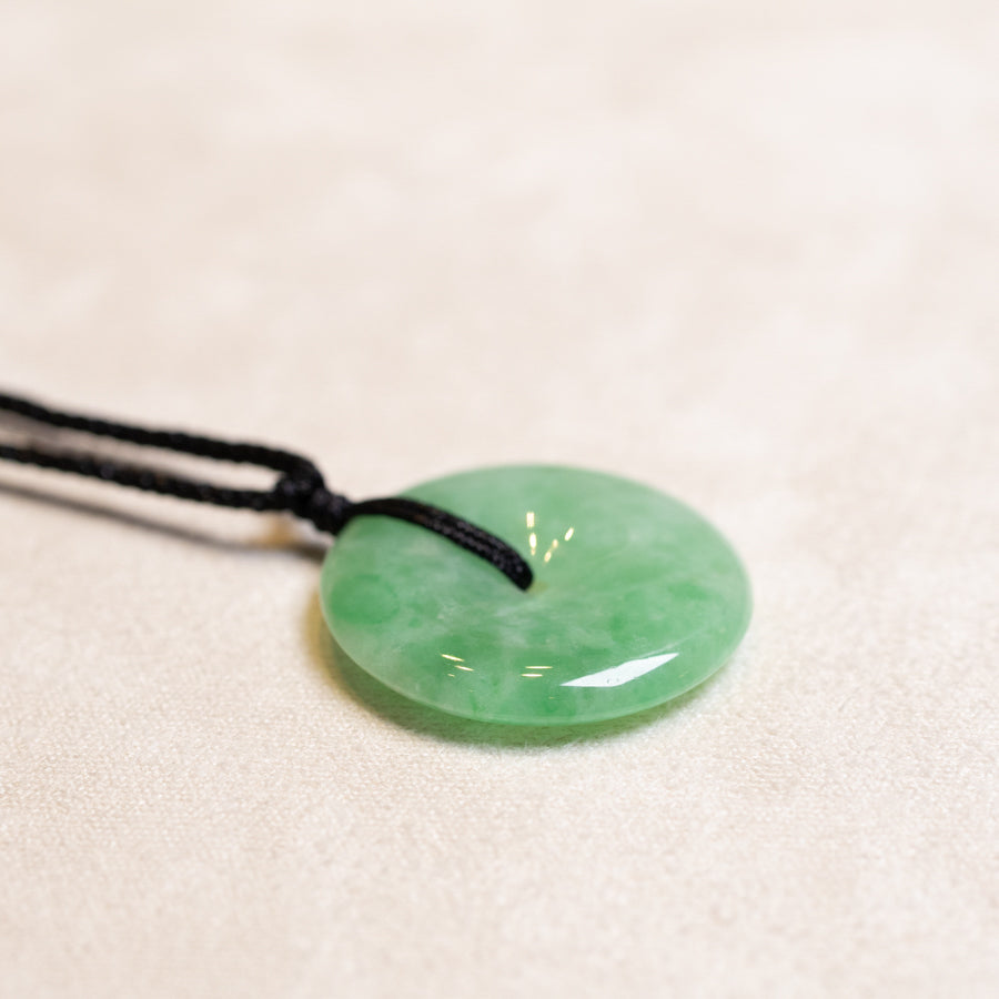 Gransky Natural Bright Green Jade Disc Pendant