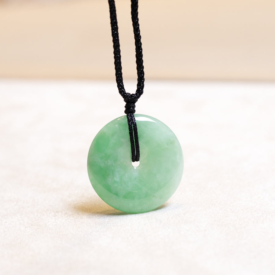 Gransky Natural Bright Green Jade Disc Pendant