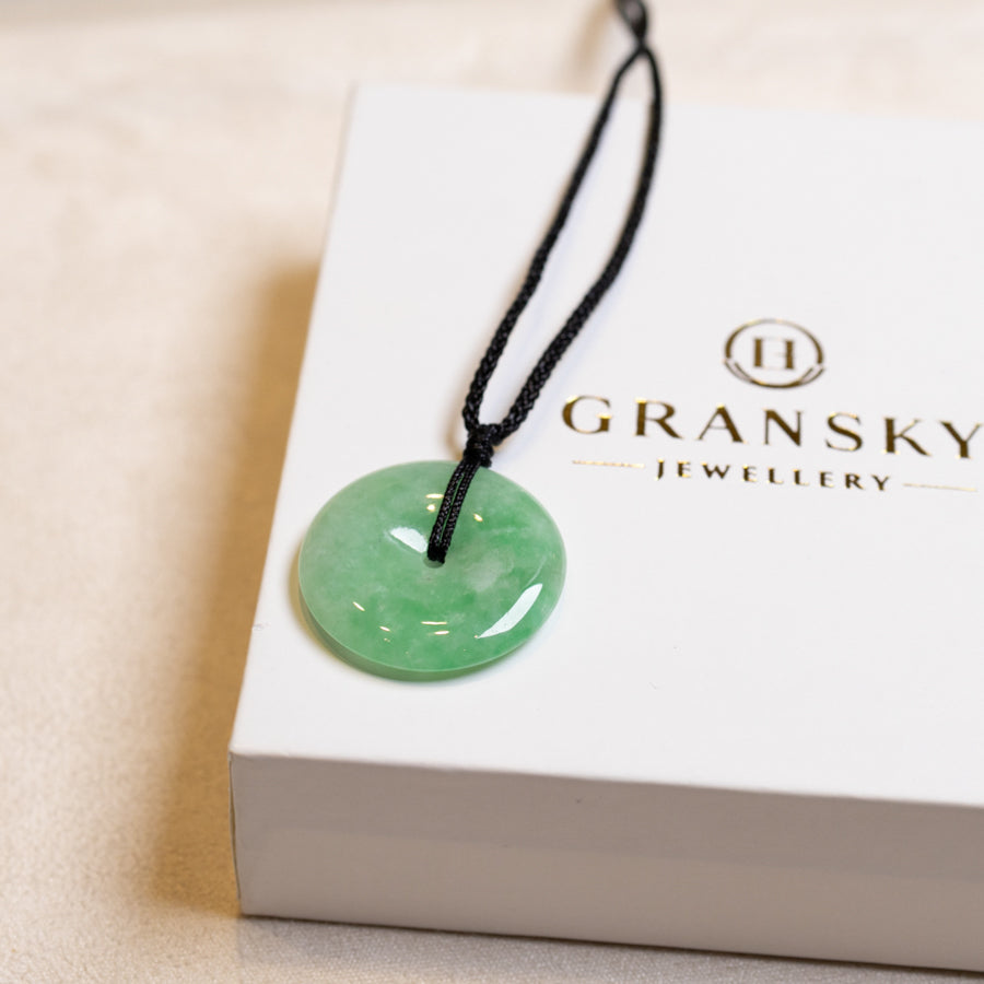 Gransky Natural Bright Green Jade Disc Pendant