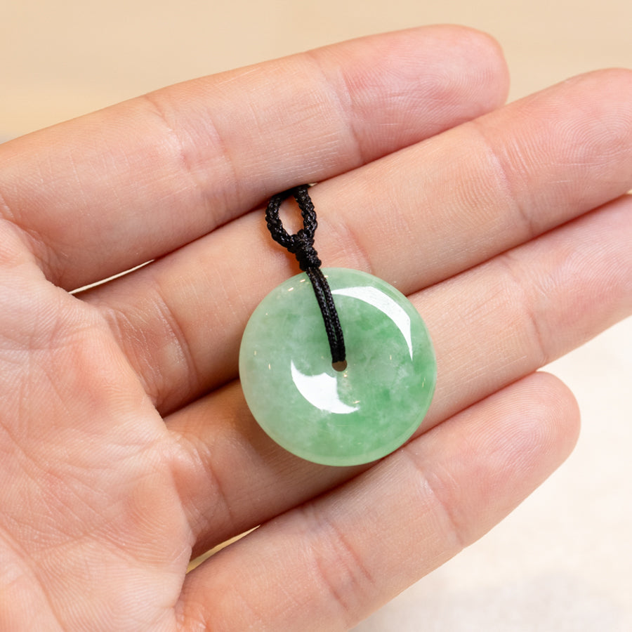 Gransky Natural Bright Green Jade Disc Pendant