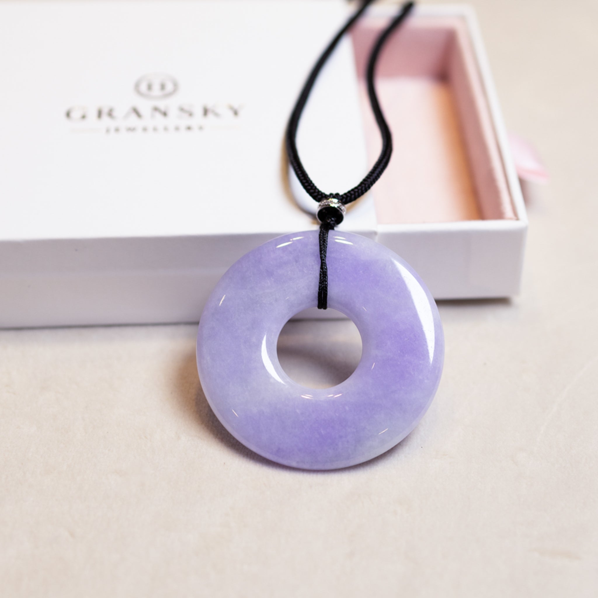 Large Intense Purple Jade Round Donut Pendant for Men - Natural Type-A Jadeite