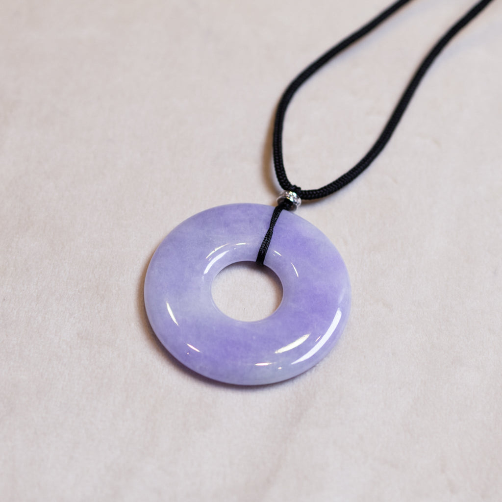 Large Intense Purple Jade Round Donut Pendant for Men - Natural Type-A Jadeite