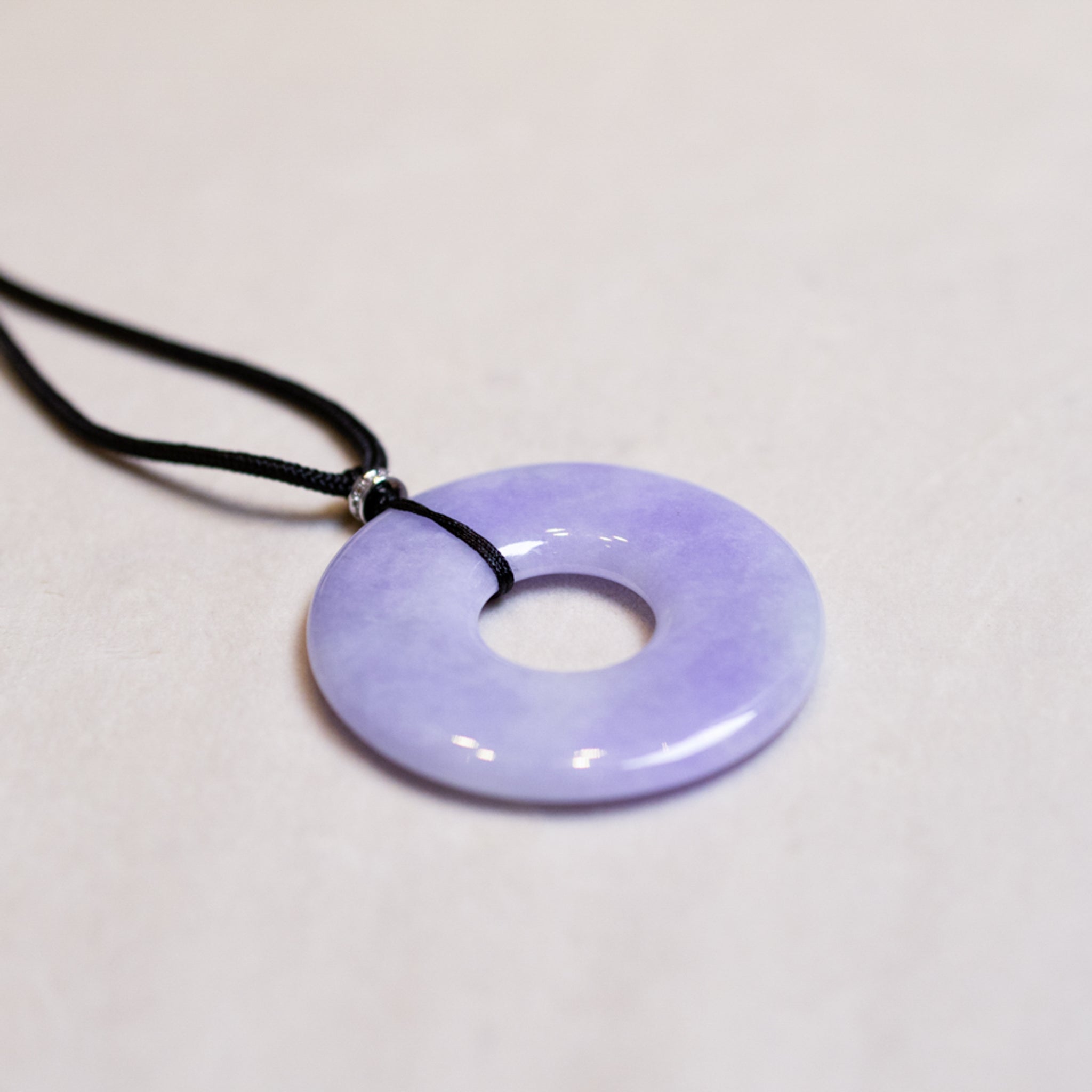 Large Intense Purple Jade Round Donut Pendant for Men - Natural Type-A Jadeite