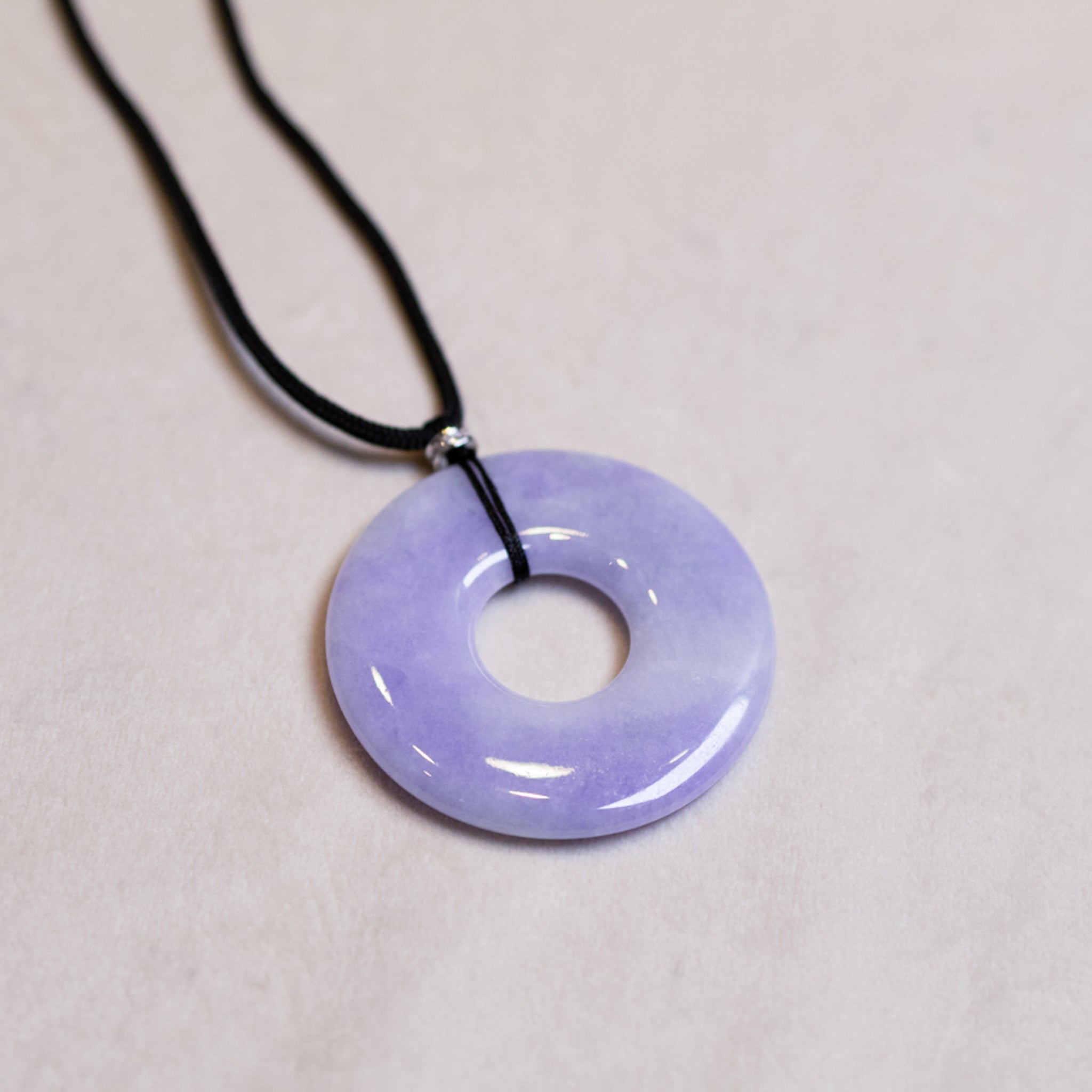 Large Intense Purple Jade Round Donut Pendant for Men - Natural Type-A Jadeite