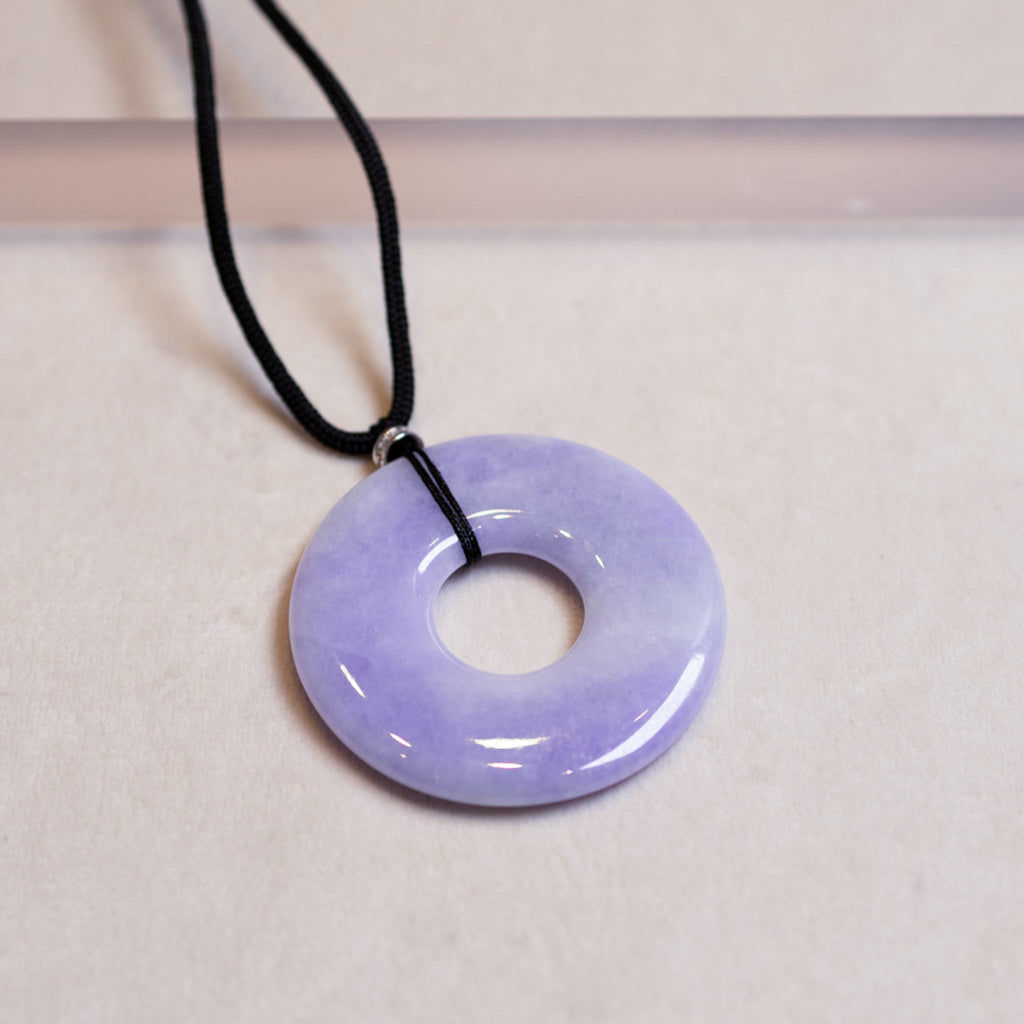 Large Intense Purple Jade Round Donut Pendant for Men - Natural Type-A Jadeite