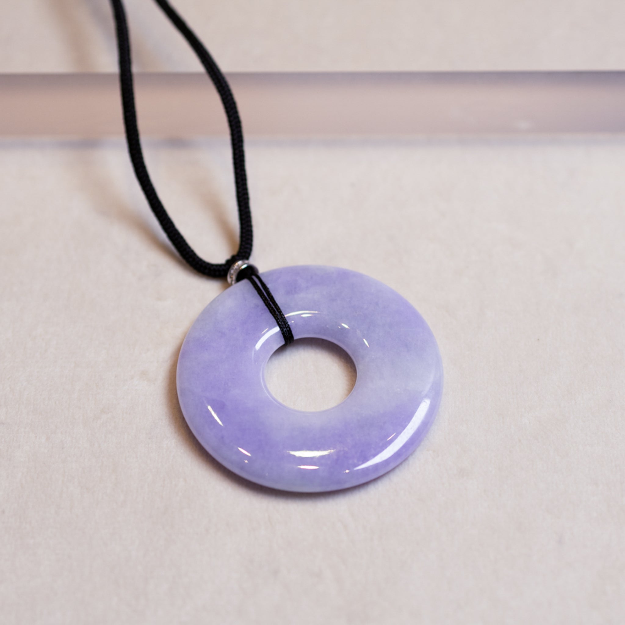 Large Intense Purple Jade Round Donut Pendant for Men - Natural Type-A Jadeite