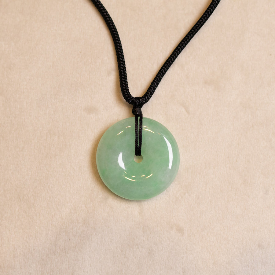 Gransky Natural Bright Green Jade Disc Pendant