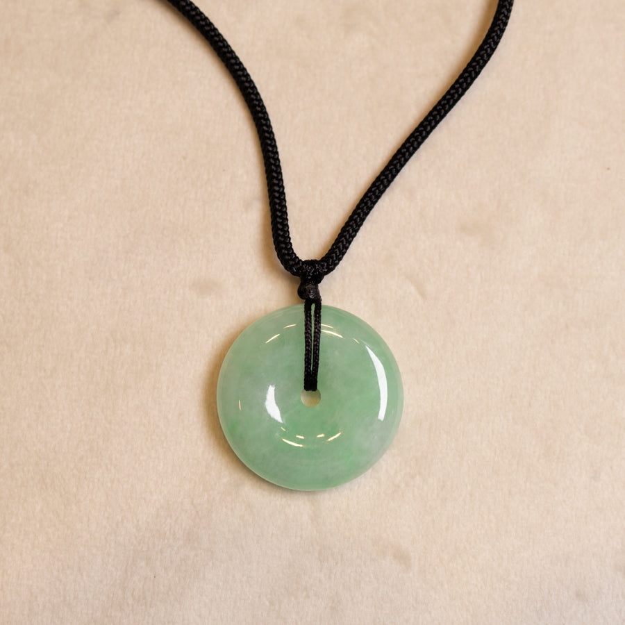 Gransky Natural Bright Green Jade Disc Pendant
