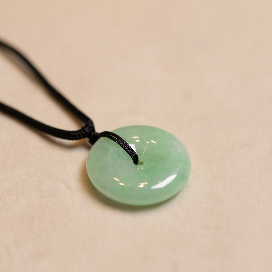 Gransky Natural Bright Green Jade Disc Pendant