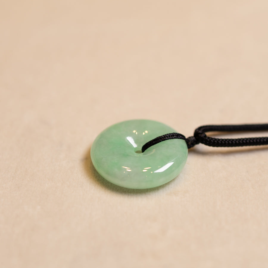 Gransky Natural Bright Green Jade Disc Pendant