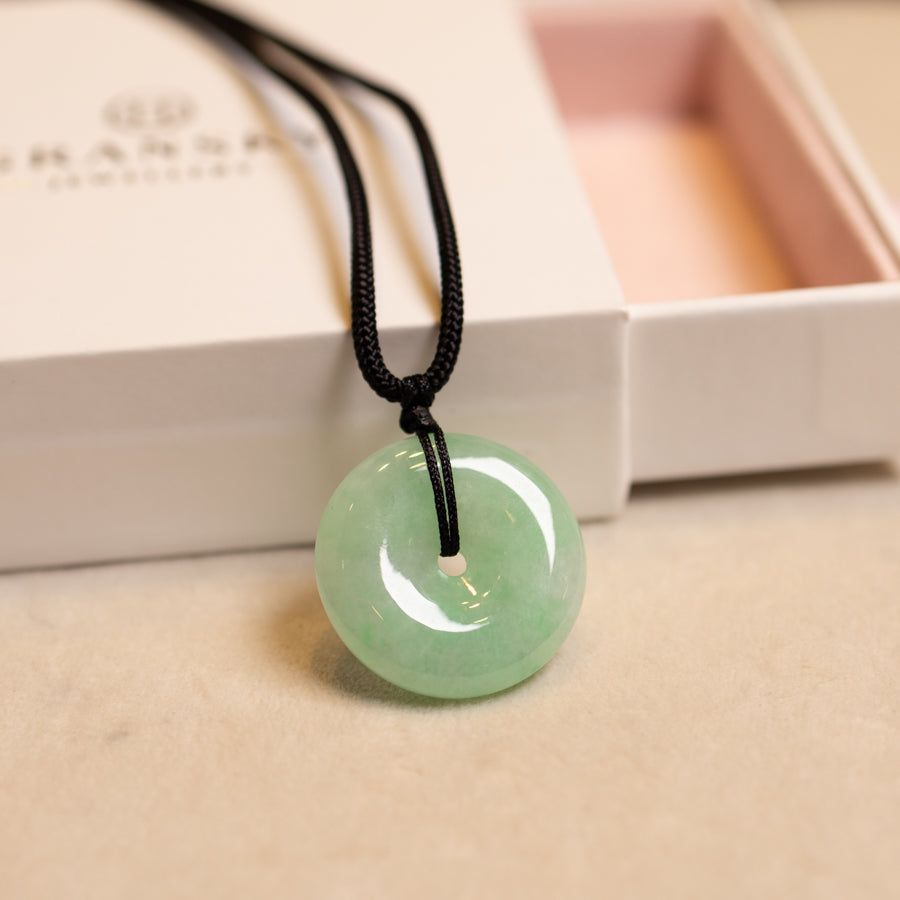 Gransky Natural Bright Green Jade Disc Pendant