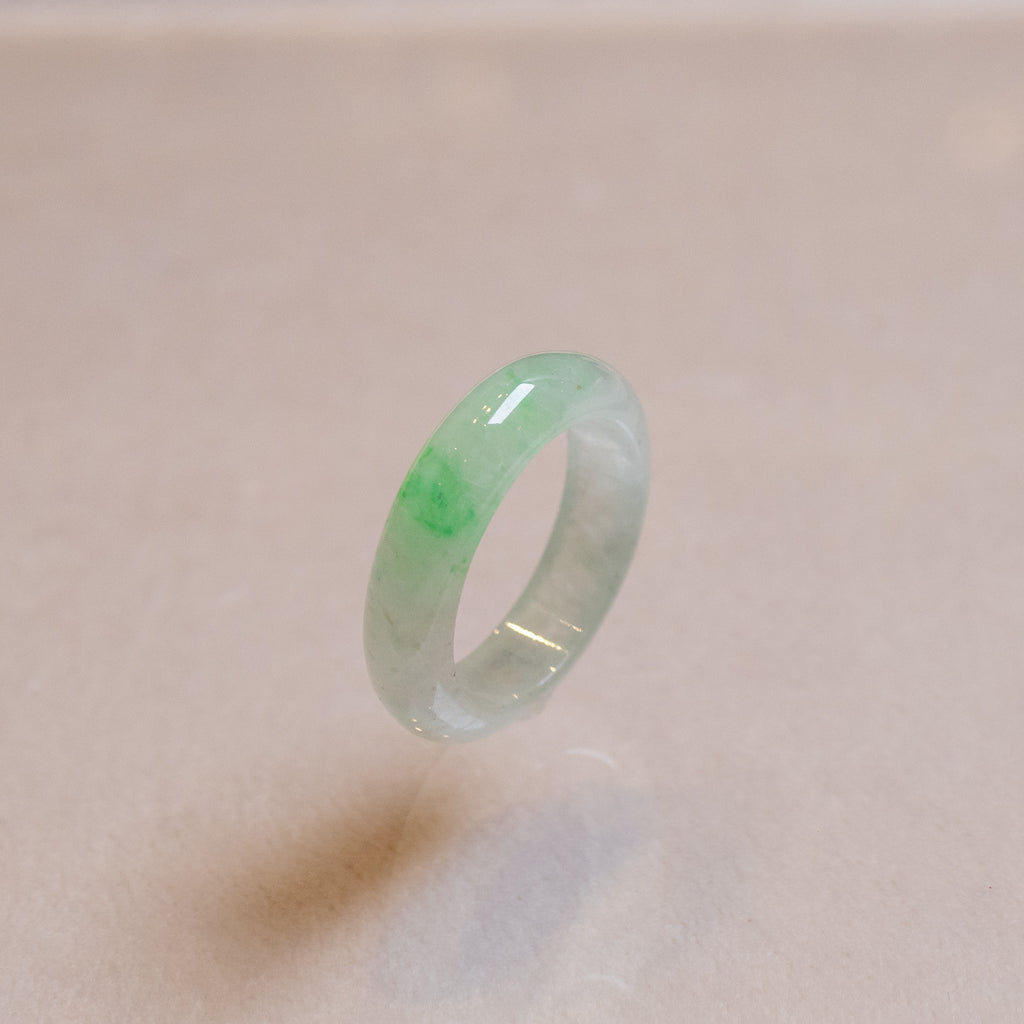 Rare Translucent Vivid Green Burmese Jade Ring - Type A Natural Jade - Unisex Size 8.5