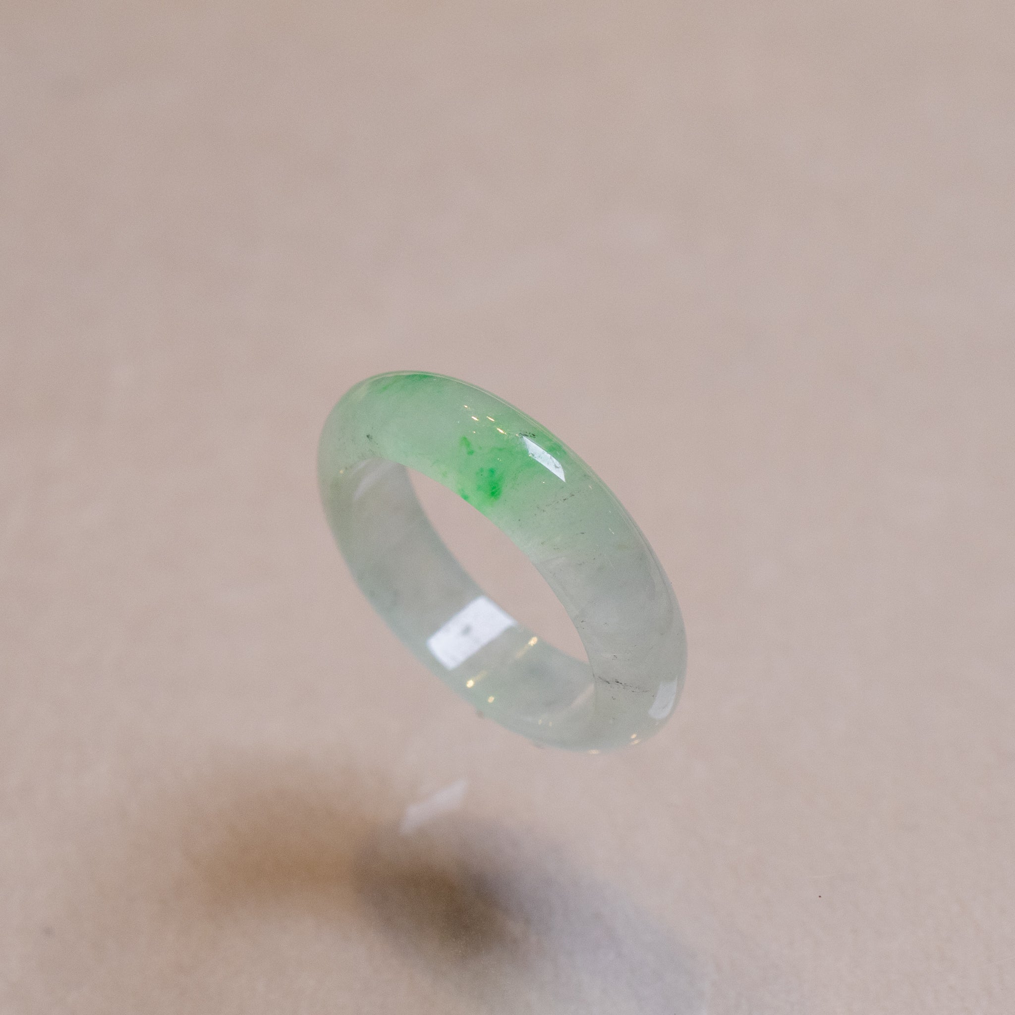 Rare Translucent Vivid Green Burmese Jade Ring - Type A Natural Jade - Unisex Size 8.5
