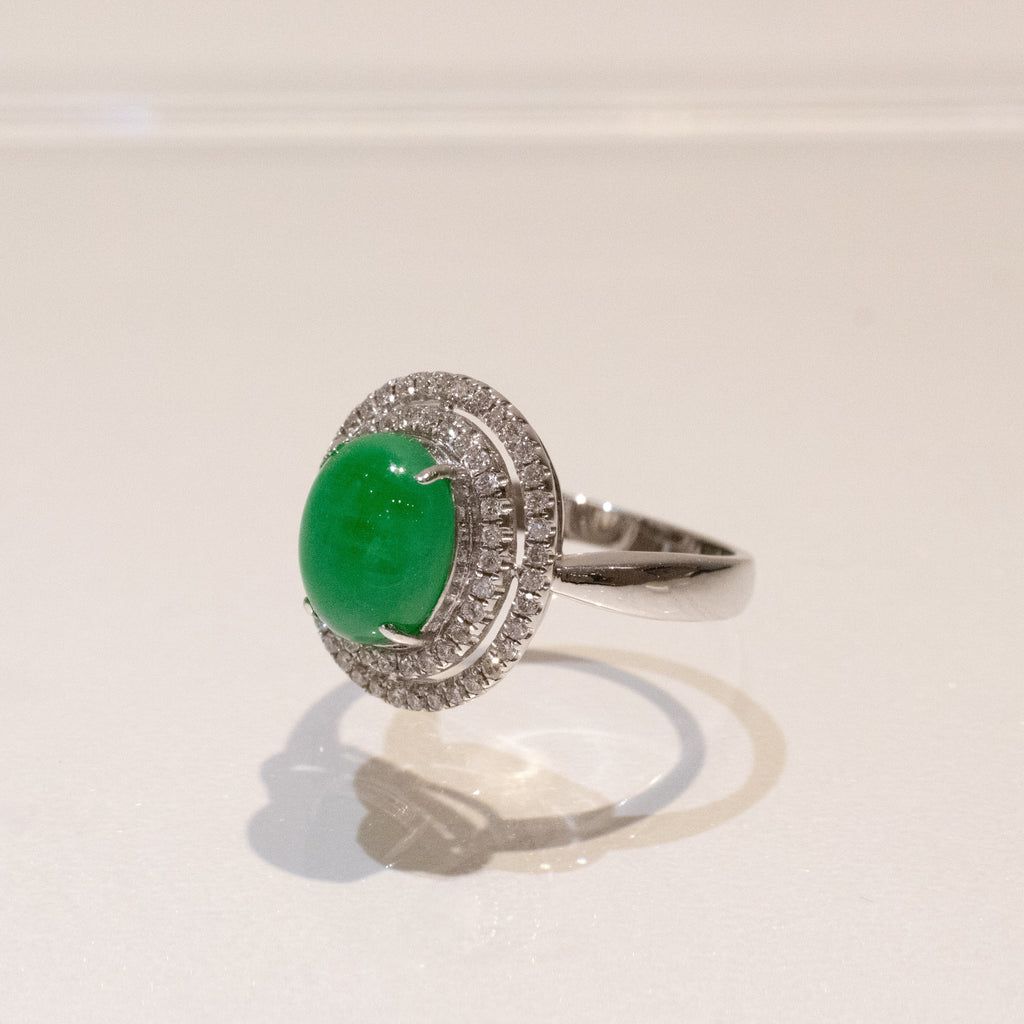 US6.5 Apple Green Jadeite Ring – Natural Untreated Type A Jadeite