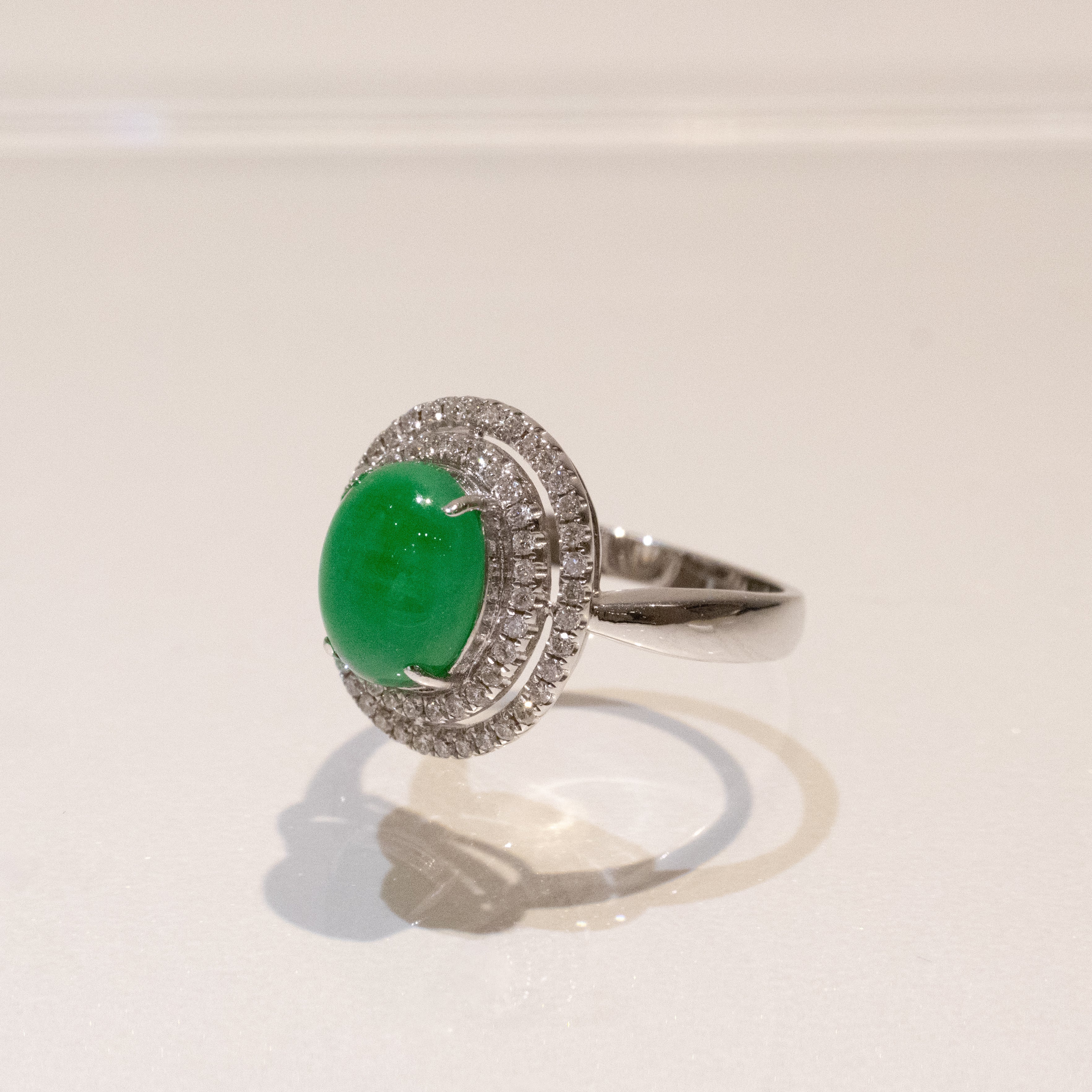 US6.5 Apple Green Jadeite Ring – Natural Untreated Type A Jadeite