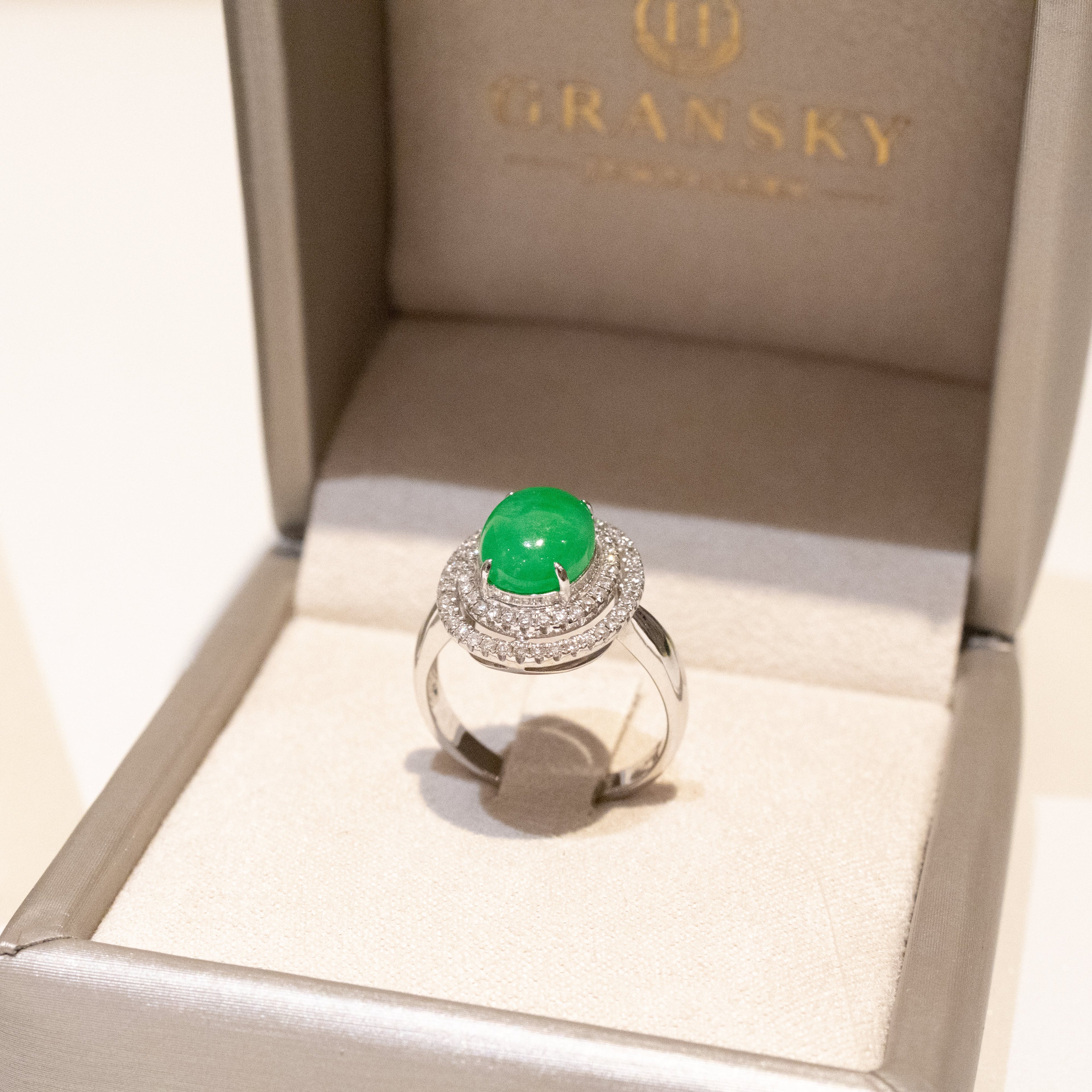 US6.5 Apple Green Jadeite Ring – Natural Untreated Type A Jadeite