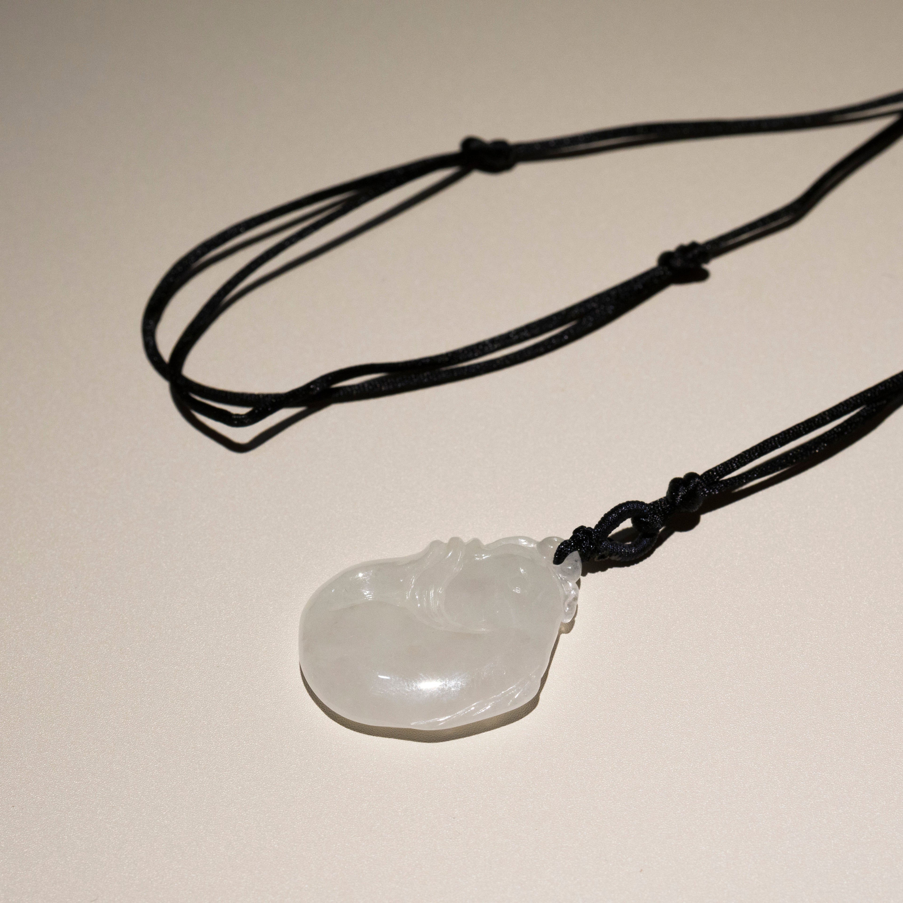 Ruyi White Jade Pendant – Natural Burmese Jadeite