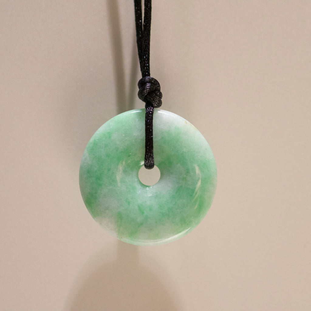 Green Jade Round Donut Pendant 33.2mm - Calming Gemstone